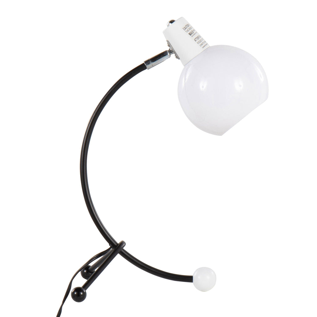 Black and White Contemporary Task Lamp with Adjustable Neck