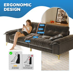 Modern 4-Seater Cloud Sofa with Wide Flip Armrests - Chenille