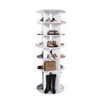 6 Tier Spinning Shoe Rack with 360° Revolving Organizer - White