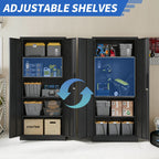 Steel Garage Storage Cabinet with Adjustable Shelves and Lock – Black or White
