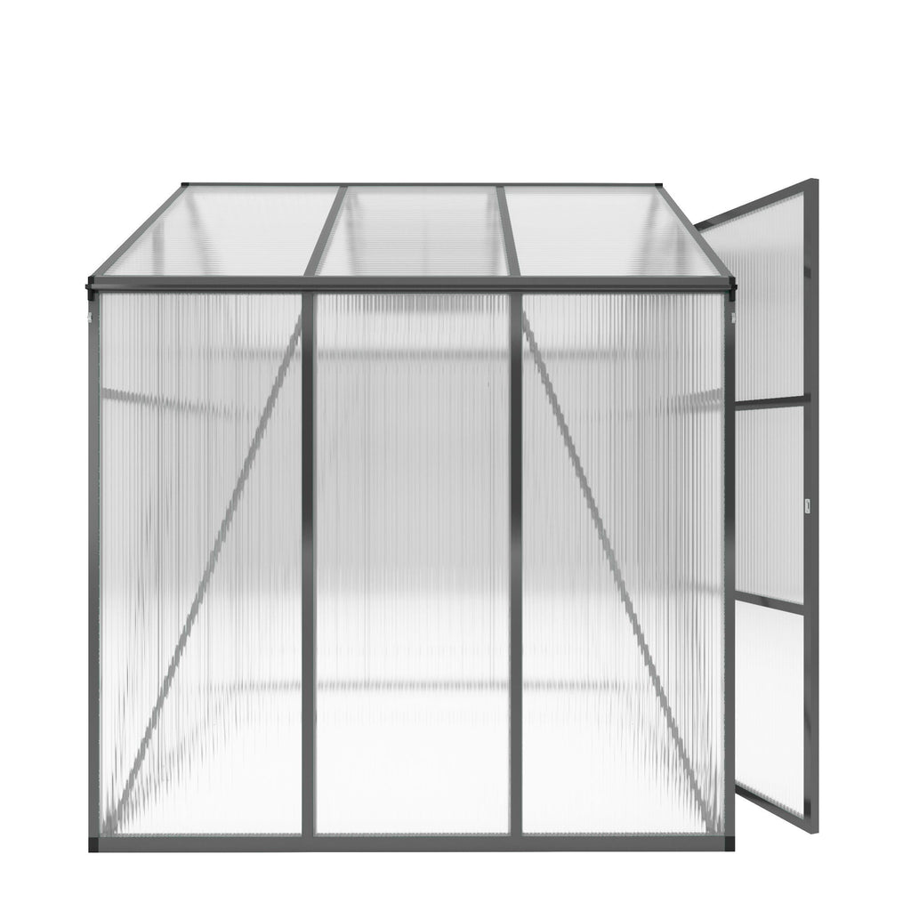 Windproof Greenhouse with Raised Base - Polycarbonate Panels - Black