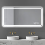 LED Bathroom Mirror with Anti-Fog and Tri-Color Lighting - Pearl Silver