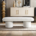 Ivory Upholstered Bench with Boucle Fabric - Randolph