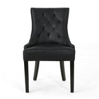 Black Microfiber Dining Chair Set of 2 with Tufted Backrest - Cheney
