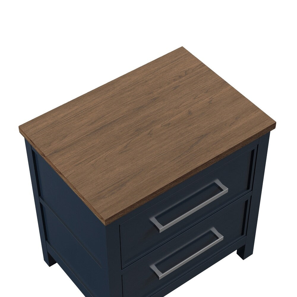 Modern Farmhouse Style Nightstand with Dovetail Drawers - Two-Tone