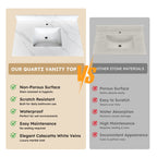 37-Inch Quartz Bathroom Vanity Top with Undermount Single Bowl - White