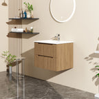 24" Wall Mount Bathroom Vanity Cabinet with Soft-Close Drawers - Walnut
