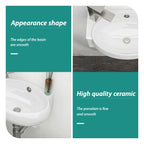 Modern Rectangle Wall Mount Bathroom Sink with Single Faucet Hole - White