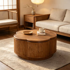 Flower-Shaped Rattan Coffee Table with Storage