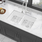 32" Dual Mount Ceramic Kitchen Sink with Double Bowl - White
