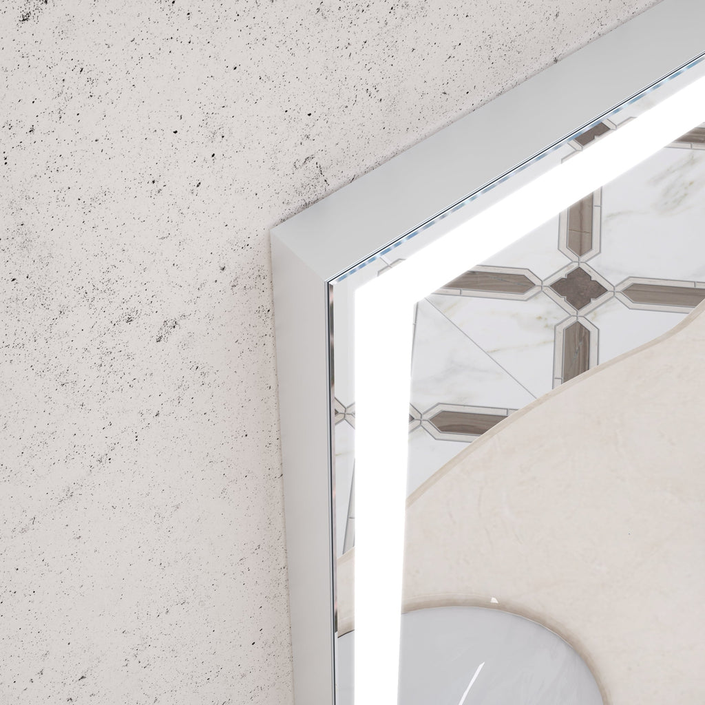 48x36 Inch LED Bathroom Vanity Mirror with Adjustable Lights - Aluminium