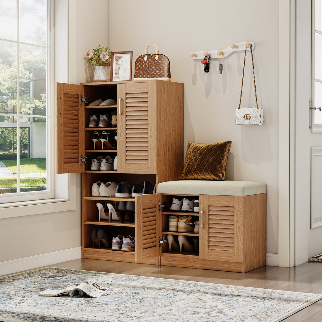 Multi Functional Shoe Storage Cabinet with Bench - Particle Board & MDF