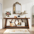 Accent Extra Long Console Table with Two-Tier Storage - Brown