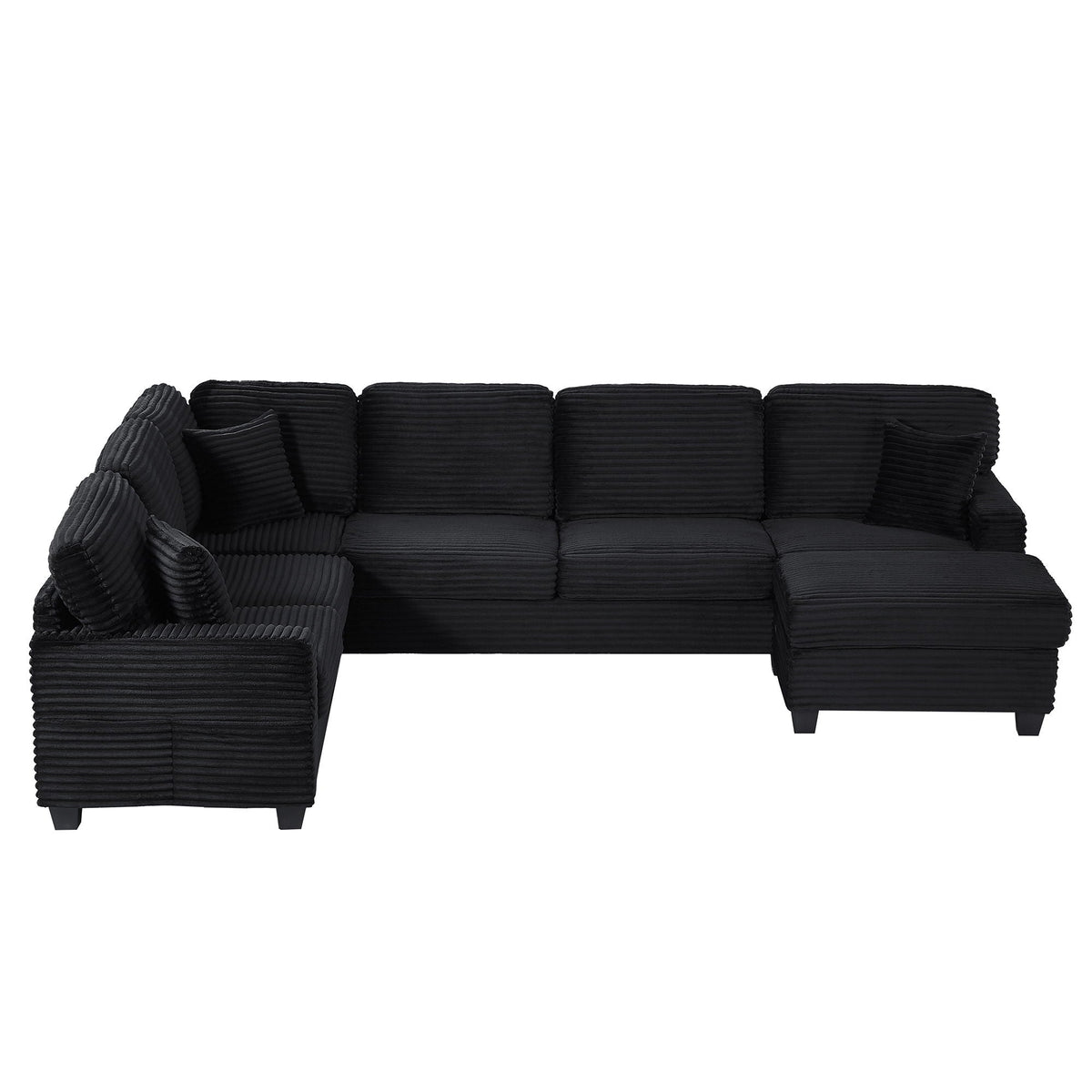 U-Shaped Upholstered Sectional Sofa with Movable Ottoman