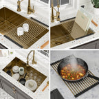 Undermount Stainless Steel Kitchen Sink with Deep Single Bowl - Gold