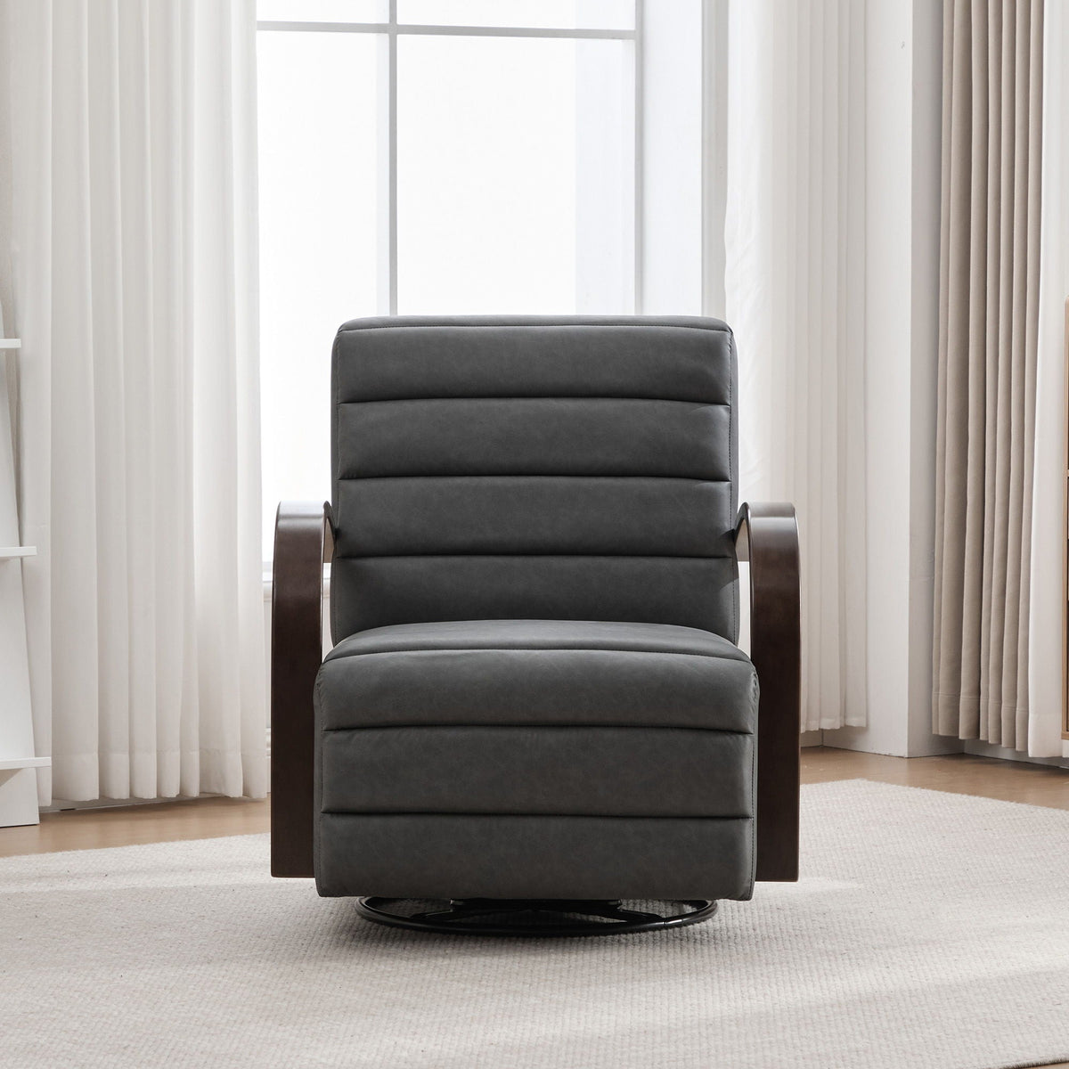 360° Swivel Accent Chair with Armrests - Dark Brown or Dark Gray