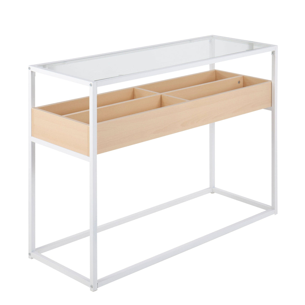 Contemporary Coffee Table with Tempered Glass Top - Beige or Dark Brown