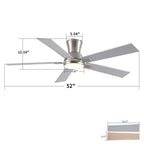 Reversible Quiet Motor Ceiling Fan Light with ABS Blades - Black