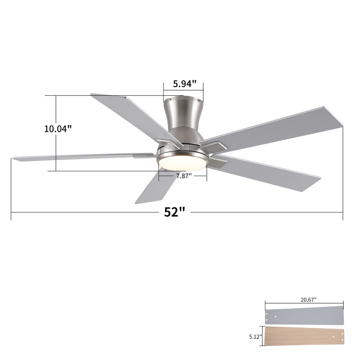 Reversible Quiet Motor Ceiling Fan Light with ABS Blades - Black