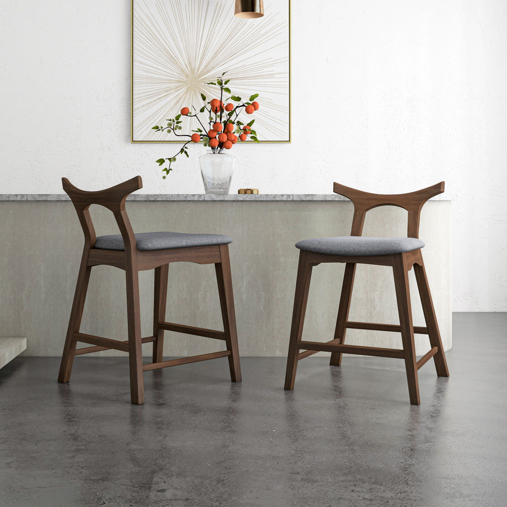 Upholstered Square Bar Chair Set with Solid Wood Frame - Dark Gray or Black