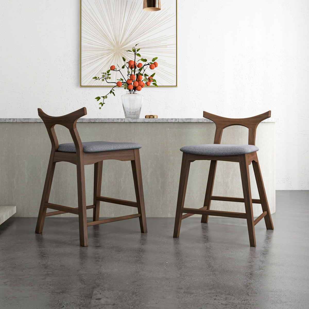 Upholstered Square Bar Chair Set with Solid Wood Frame - Dark Gray or Black