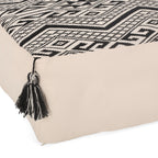 Rectangular Pouf Ottoman Floor Cushion with Polystyrene Fill - Natural / Black