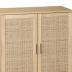 Elegant and Functional 4-Door Rattan Decorative Storage Cabinet