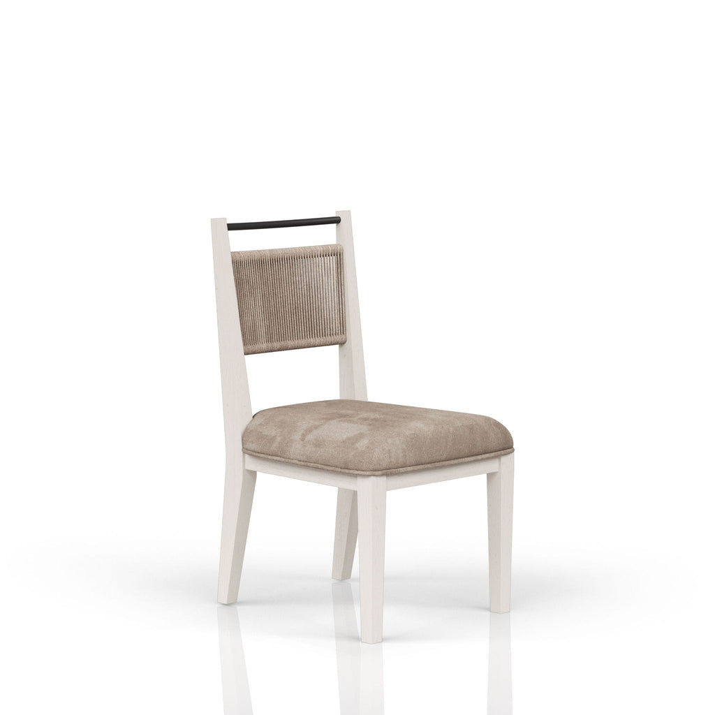 Rope Back Dining Chair with Solid Wood Frame - Beige / Carmel