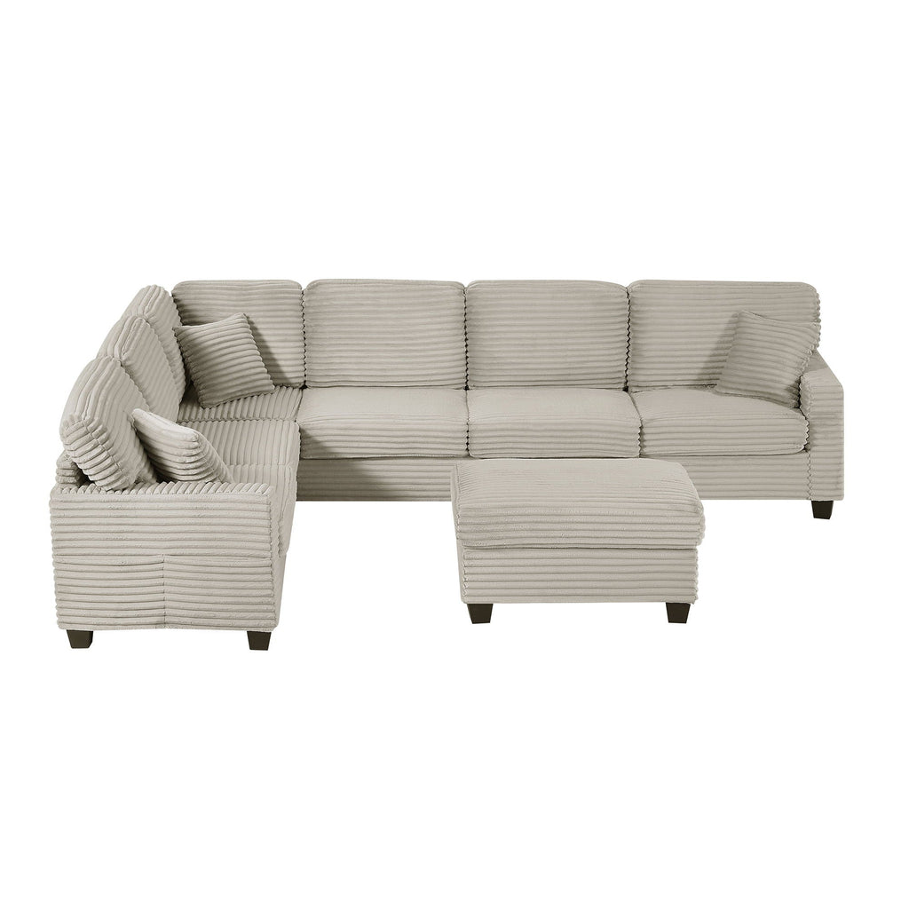 U-Shaped Upholstered Sectional Sofa with Movable Ottoman
