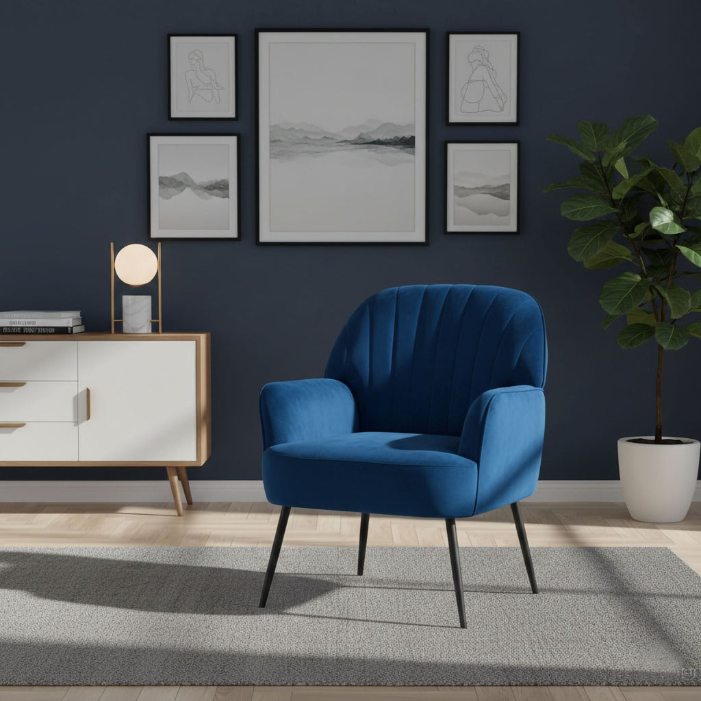 Upholstered Accent Armchair with Shell-Shaped Design - Multiple Colors