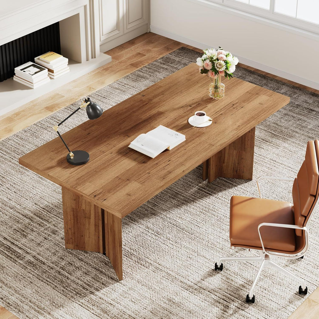 Vintage Executive Desk with Thickened Tabletop – Light Brown or Dark Brown