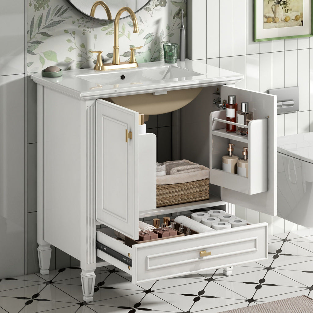 Freestanding Vanity with Drawer & Soft Close Doors - Green or White