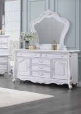 Latisha Mirror in White with Wood Frame - White