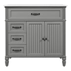 Bathroom Vanity With Sink and Drawers - Freestanding Solid Wood Cabinet