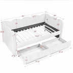 Gingham Daybed with USB Charging Port and Wave-Shaped Design - Multiple Colors
