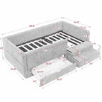 Safe Kids Bed with Guardrails and Storage - Twin, Multiple Colors