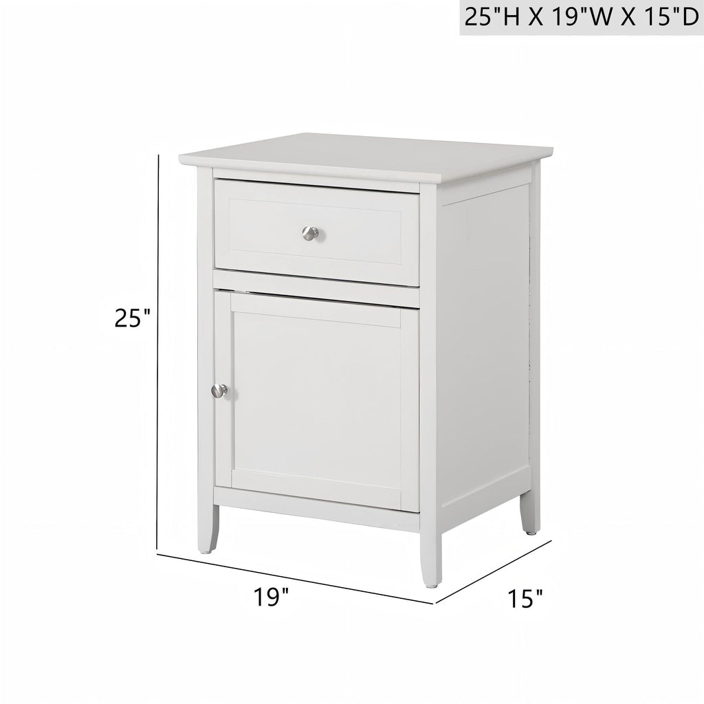 1 Drawer / 1 Door Nightstand with Durable Wood Construction - Multiple Colors