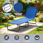 Neutral Oxford Fabric Sun Tanning Chair with Adjustable Backrest - Outdoor Lounge