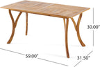 Acacia Wood Outdoor Dining Set with Cushions - 7 Piece Patio Set, Cream