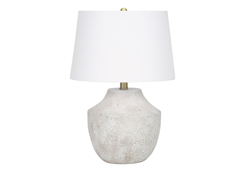Modern Table Lamp with Concrete Base and Linen Shade - Cream