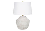 Modern Table Lamp with Concrete Base and Linen Shade - Cream