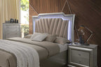 Kaitlyn Storage Bed with LED Lighting and Storage - Pearl Silver