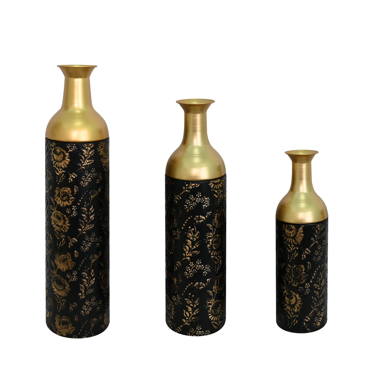 Decorative Metal Vases Set of 3 with Rust-Resistant Finish - Iron
