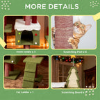 Wide Christmas Cat Tree Tower for Indoor Cats with Multi-Level Design