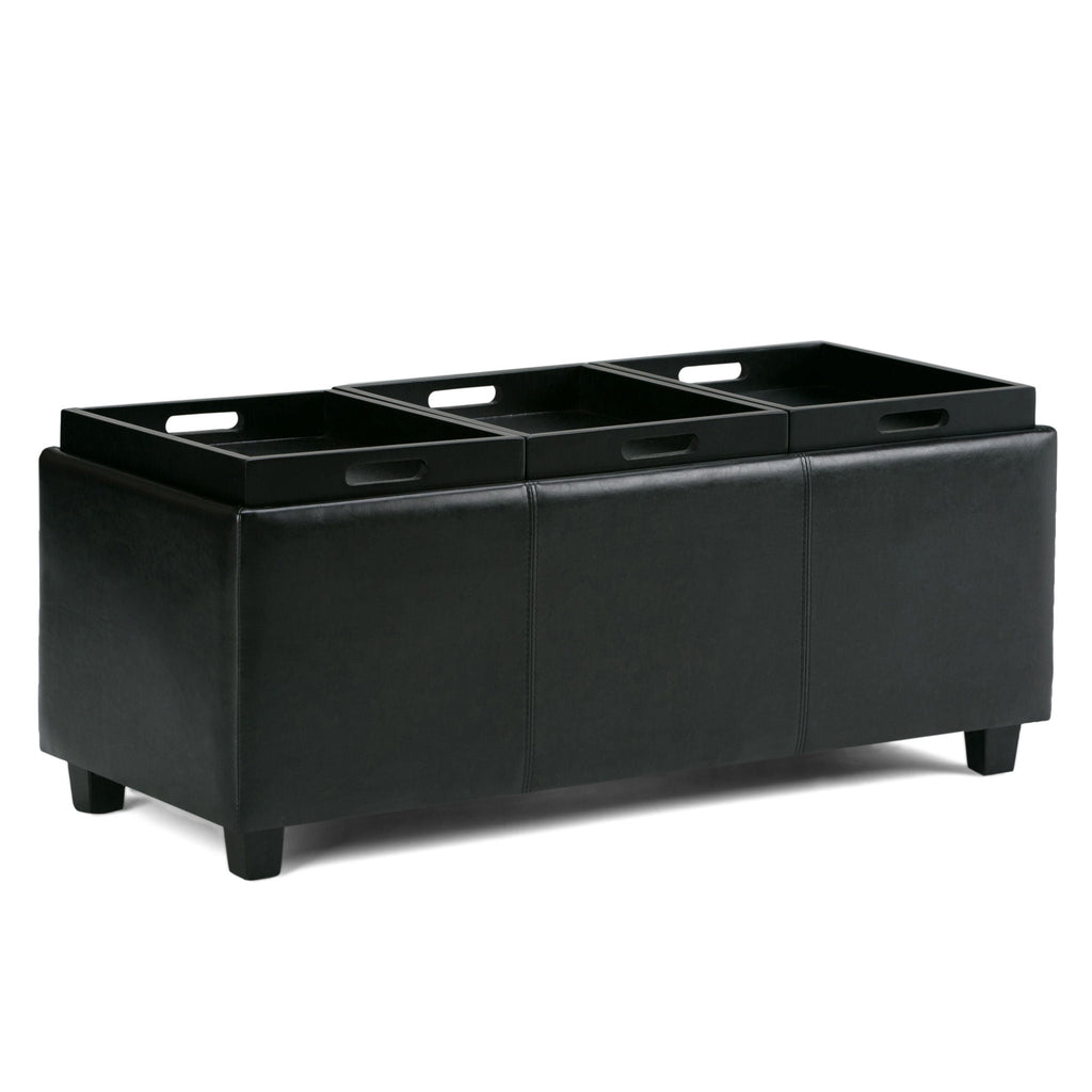 Avalon Upholstered Storage Ottoman with Flip-Over Serving Trays - Multiple Colors