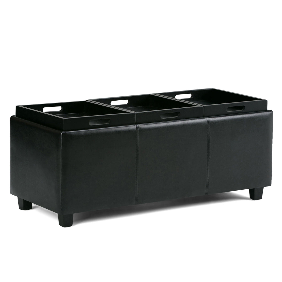 Avalon Upholstered Storage Ottoman with Flip-Over Serving Trays - Multiple Colors
