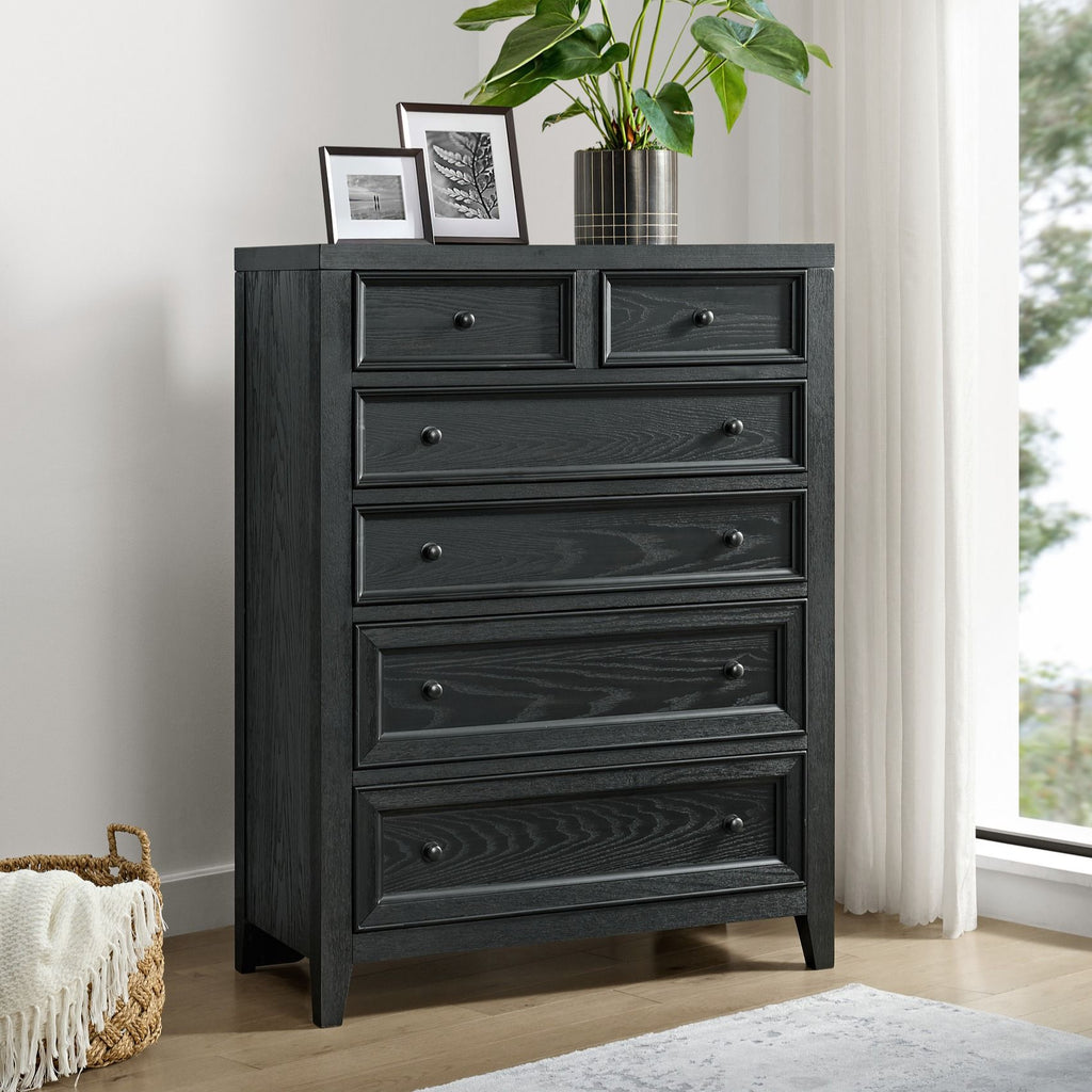 6 Drawer Chest with Smooth Slides - Black or White