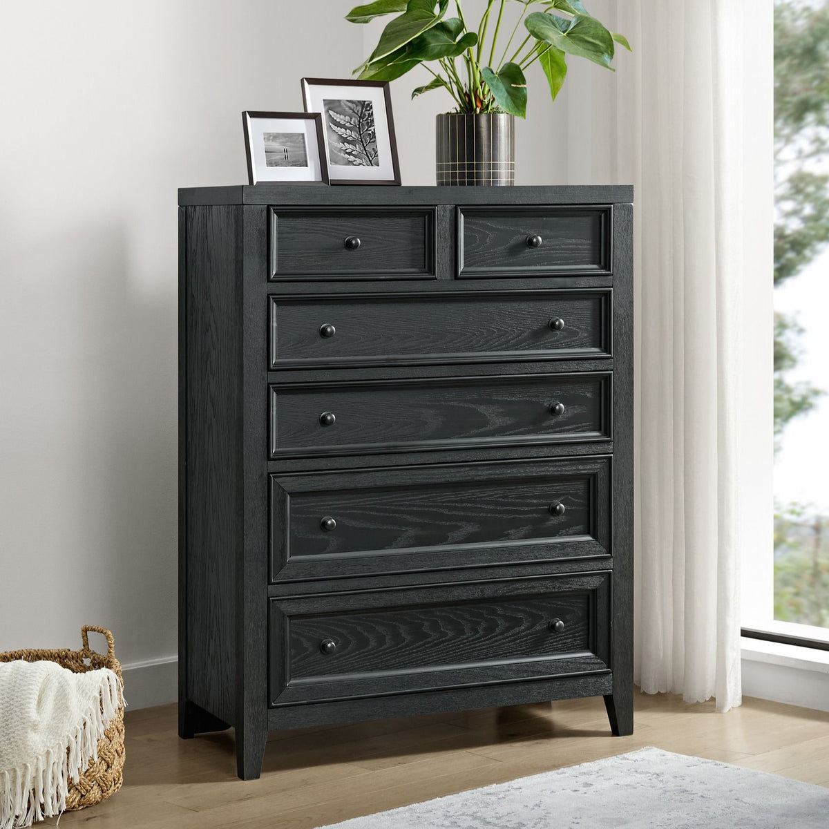 6 Drawer Chest with Smooth Slides - Black or White