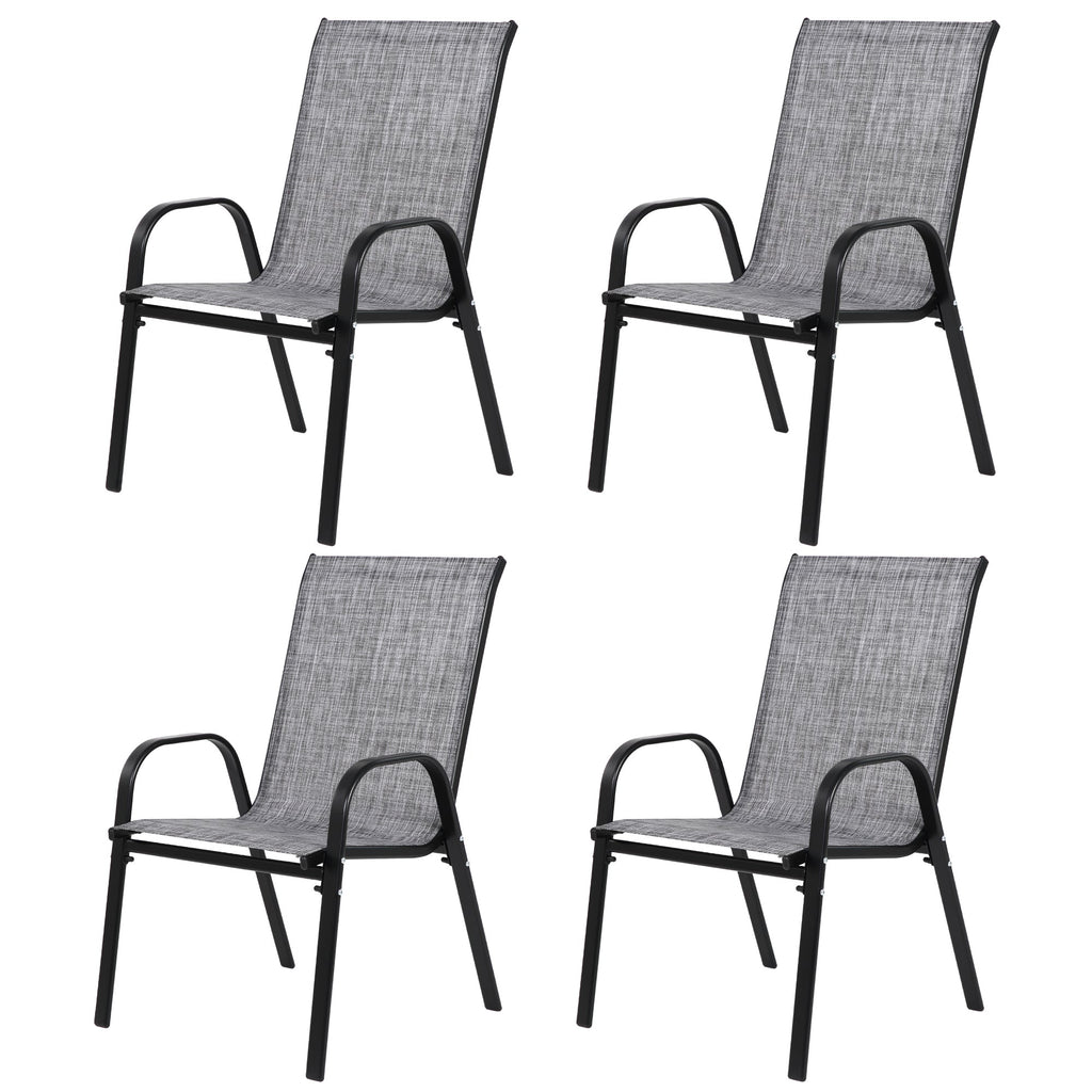 Grey Patio Chairs 4 Piece Set with Breathable Textilene Fabric - Grey