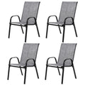 Grey Patio Chairs 4 Piece Set with Breathable Textilene Fabric - Grey